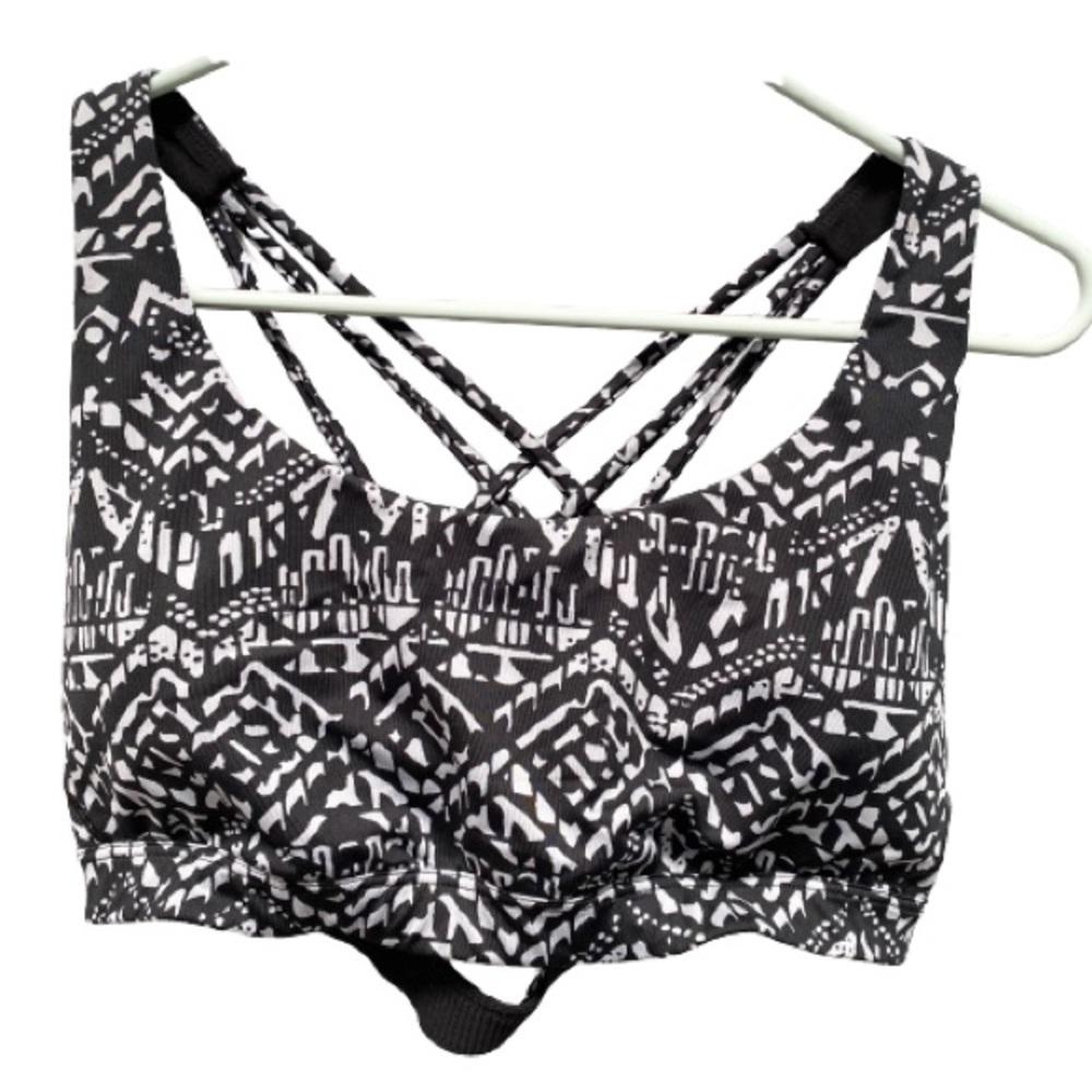 Victoria's Secret Sport Women's Strappy Sports Bra Black and White Size LG